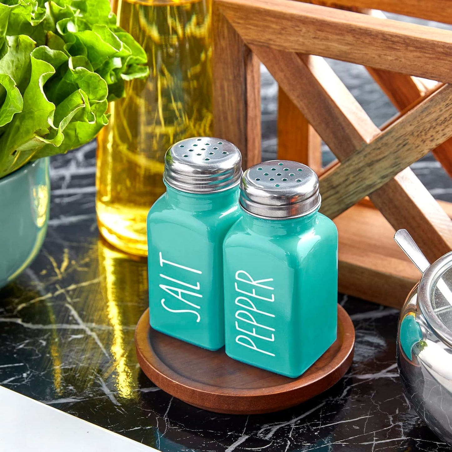 Yellow Salt and Pepper Shakers Set - Cute Glass Salt Shaker for Kitchen and Table, RV, Camp, BBQ - for Yellow Kitchen Decor and Accessories
