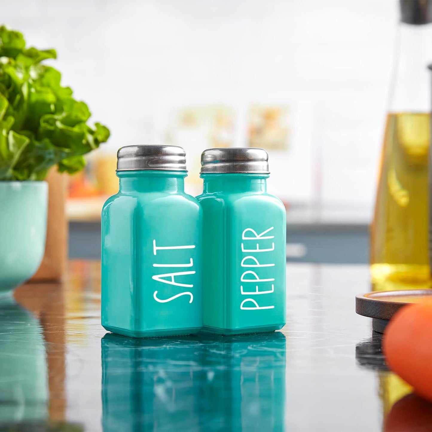 Yellow Salt and Pepper Shakers Set - Cute Glass Salt Shaker for Kitchen and Table, RV, Camp, BBQ - for Yellow Kitchen Decor and Accessories