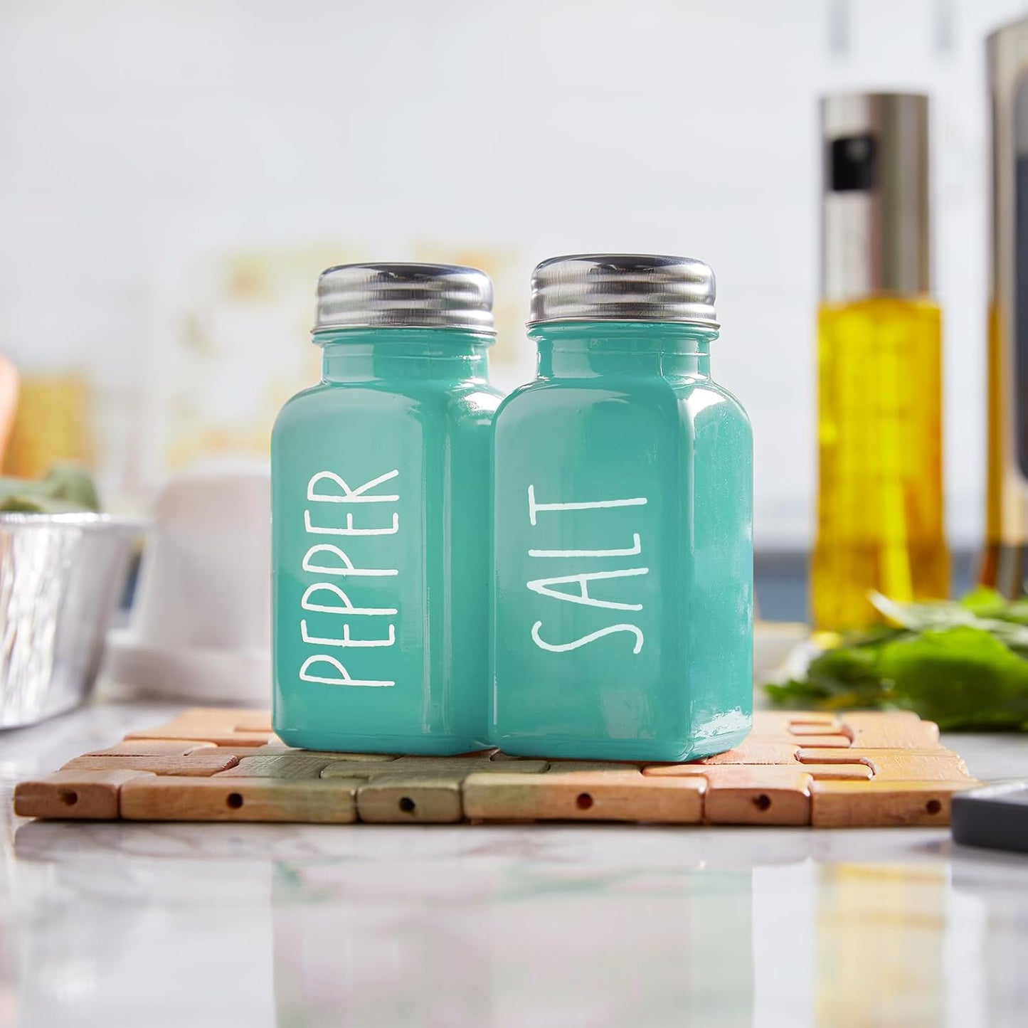 Yellow Salt and Pepper Shakers Set - Cute Glass Salt Shaker for Kitchen and Table, RV, Camp, BBQ - for Yellow Kitchen Decor and Accessories