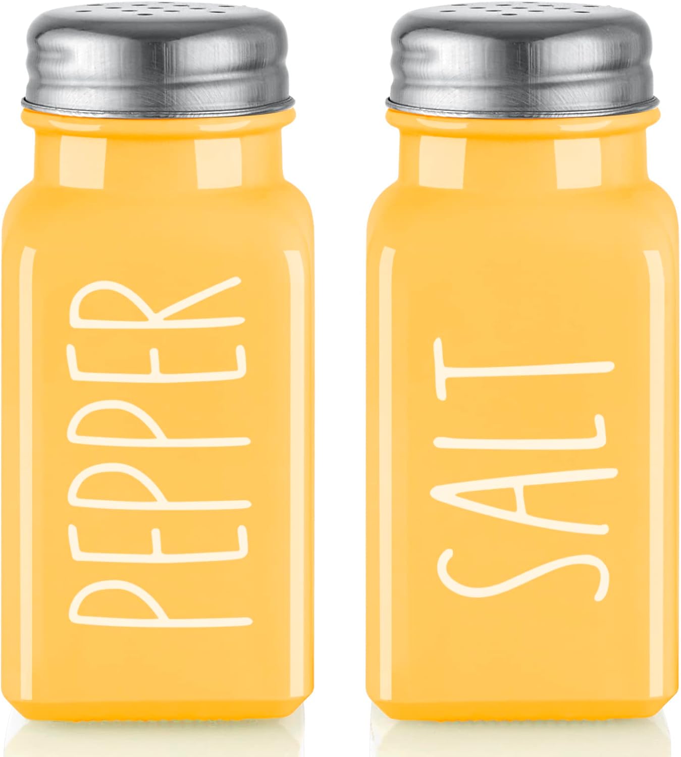 Yellow Salt and Pepper Shakers Set - Cute Glass Salt Shaker for Kitchen and Table, RV, Camp, BBQ - for Yellow Kitchen Decor and Accessories