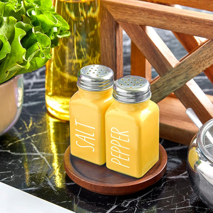 Yellow Salt and Pepper Shakers Set - Cute Glass Salt Shaker for Kitchen and Table, RV, Camp, BBQ - for Yellow Kitchen Decor and Accessories