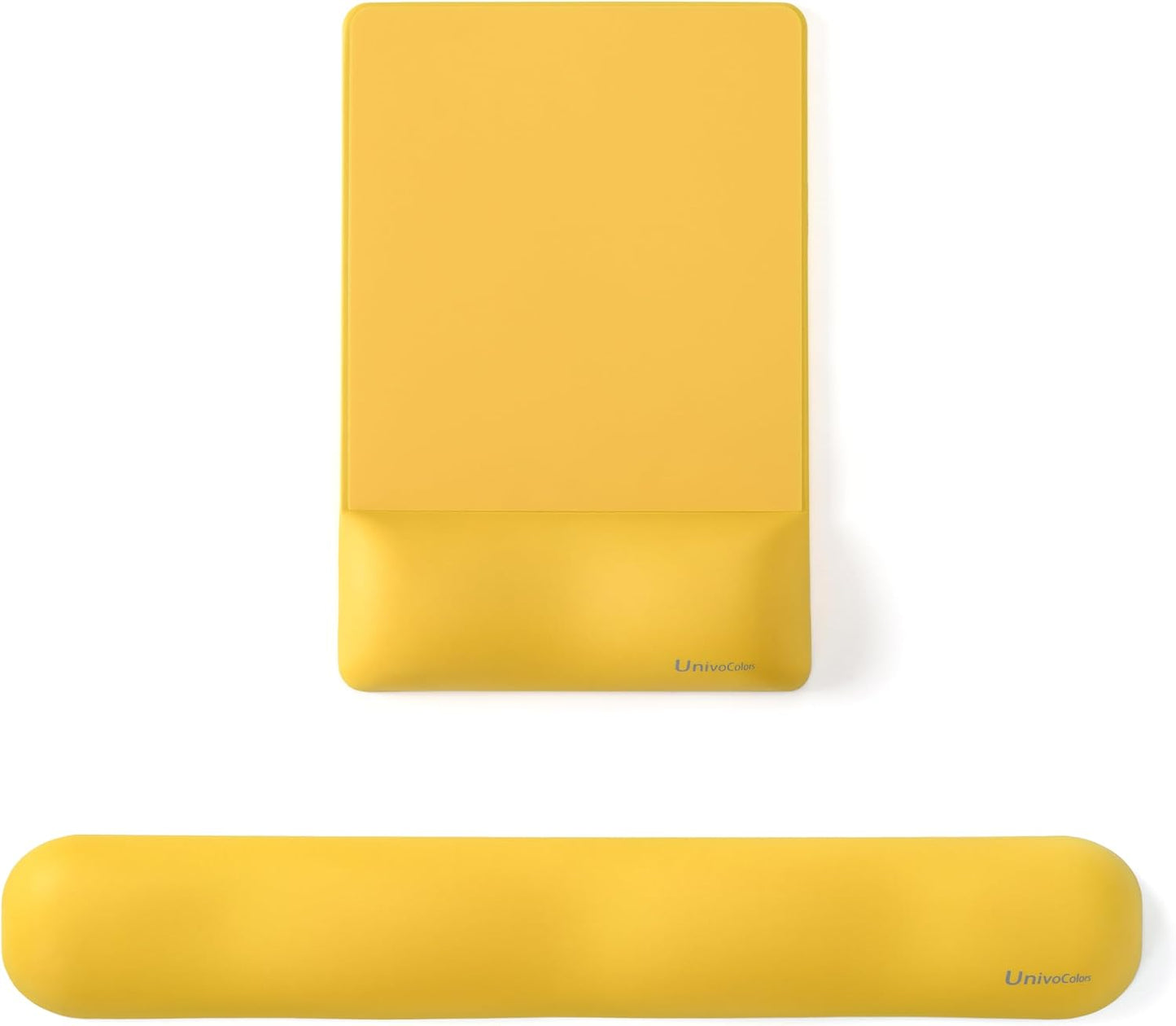 Design-Wave Set of Keyboad Wrist Rest & Mouce Pad,Artificial Sheepskin+Memory Foam+Ergonomic+Anti-Slip Gel, Resilience Support During Work and Gaming,Keyboard Accessory,Yellow