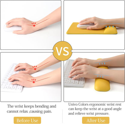 Design-Wave Set of Keyboad Wrist Rest & Mouce Pad,Artificial Sheepskin+Memory Foam+Ergonomic+Anti-Slip Gel, Resilience Support During Work and Gaming,Keyboard Accessory,Yellow