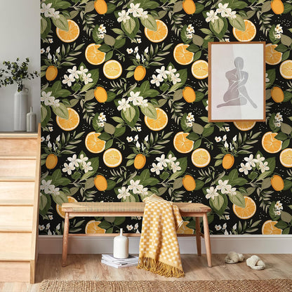 Pink Lemon Wallpaper Stick and Peel Waterproof Citrus Fruit Wallpaper for Kitchen Bedroom Nursery 17.7''x118'' Removable Pink Floral Wallpaper Prepasted Lemon Contact Paper for Cabinets Drawer