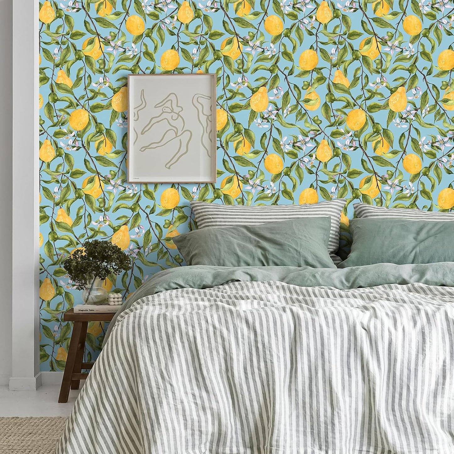 Pink Lemon Wallpaper Stick and Peel Waterproof Citrus Fruit Wallpaper for Kitchen Bedroom Nursery 17.7''x118'' Removable Pink Floral Wallpaper Prepasted Lemon Contact Paper for Cabinets Drawer