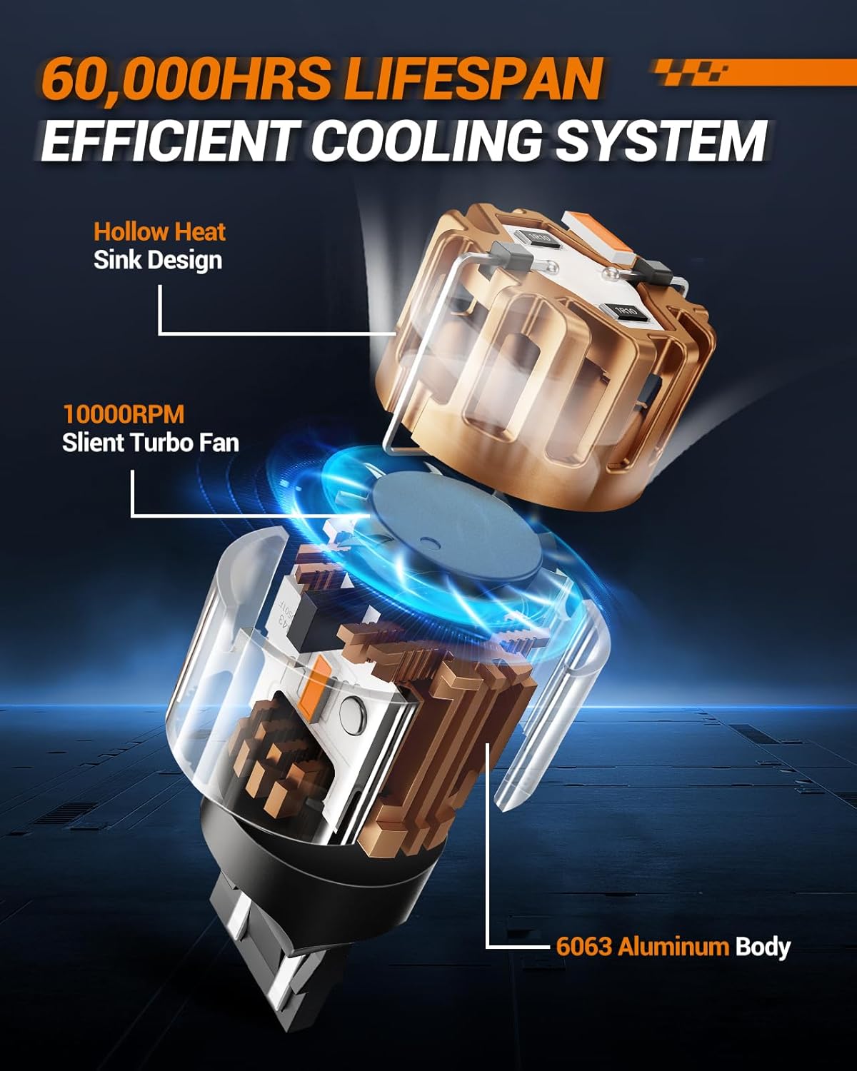 7443 7440 LED Bulb Amber, 2025 Canbus 7444na Front/Rear Turn Signal Bulb with Built In Resistor Anti Hyper Flash 7440a W21W 7441 WY21W T20, 1860-SMD Chips, CK & Standard Socket (Pack of 2)