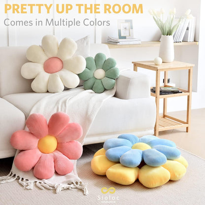 Sioloc Flower Shaped Throw Pillow, Yellow, 29.5" (Flower, Plush, Soft & Comfortable, Decorative, Premium Quality, Multi-Purpose, Washable, Indoor, Holiday Theme)