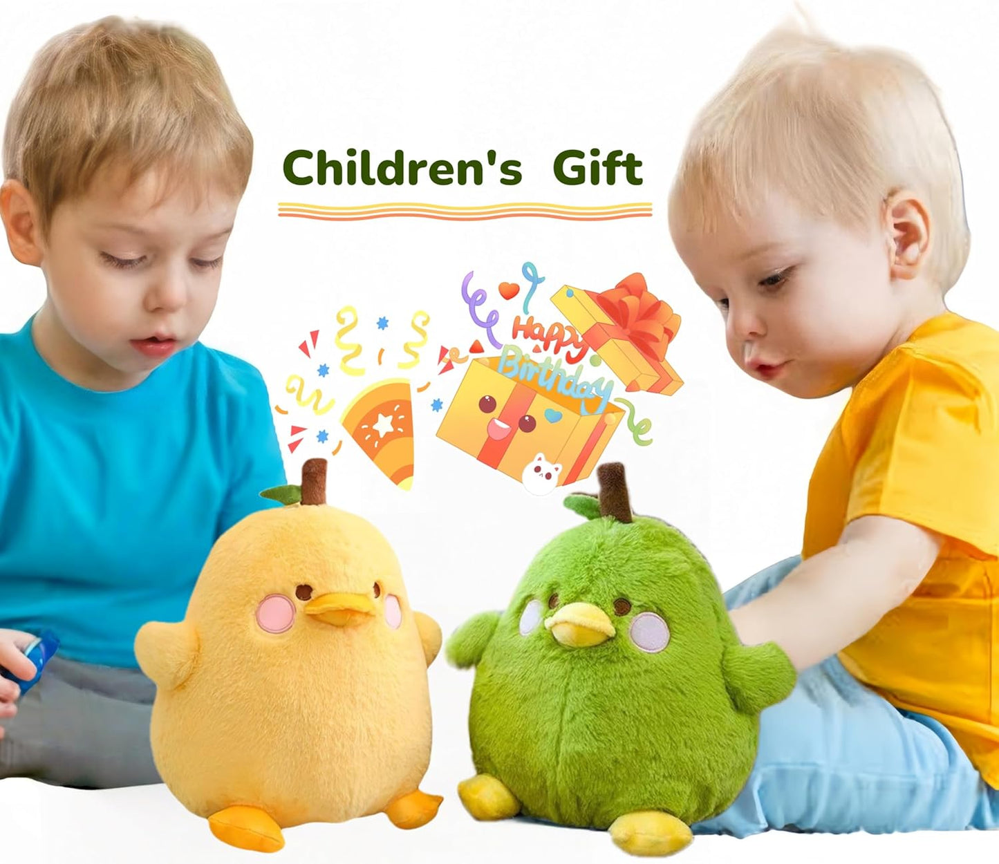 Cute Fruit Pear Duck Stuffed Animal Plush Toy Pillow - Girls and Boys Birthday Gift - 7.8" (Yellow 7.8)