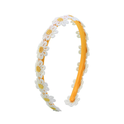Daisy Headband Yellow Embroidery Flower Hair Bands Cute Flowers Hair Accessories for Women Girl Birthday Wedding Party Supplies