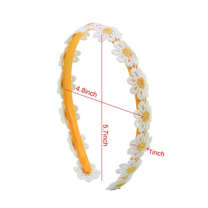 Daisy Headband Yellow Embroidery Flower Hair Bands Cute Flowers Hair Accessories for Women Girl Birthday Wedding Party Supplies