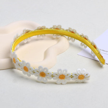 Daisy Headband Yellow Embroidery Flower Hair Bands Cute Flowers Hair Accessories for Women Girl Birthday Wedding Party Supplies
