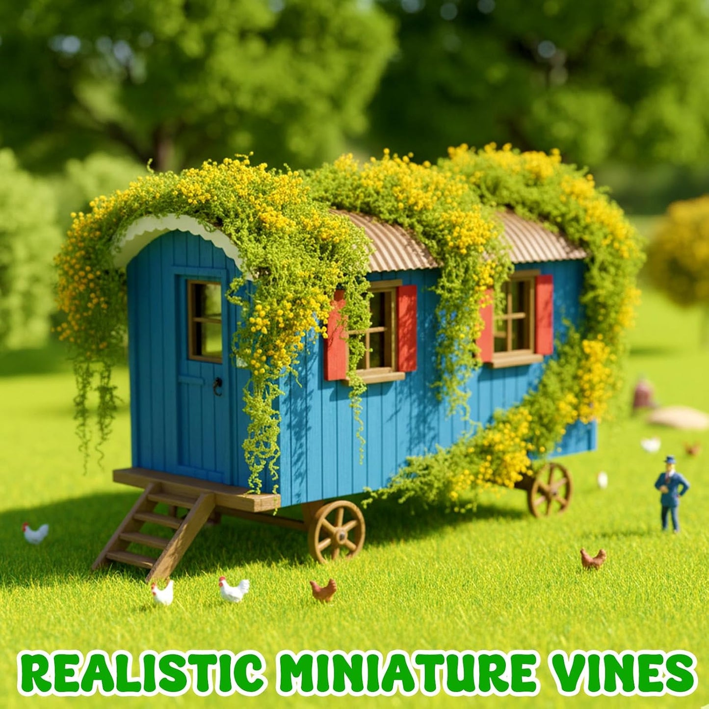 Realistic Miniature Vines Miniature Plants for Diorama | Miniatures for Crafts Fairy Garden Architecture Diorama Supplies Scenery Landscape(Bright Yellow)
