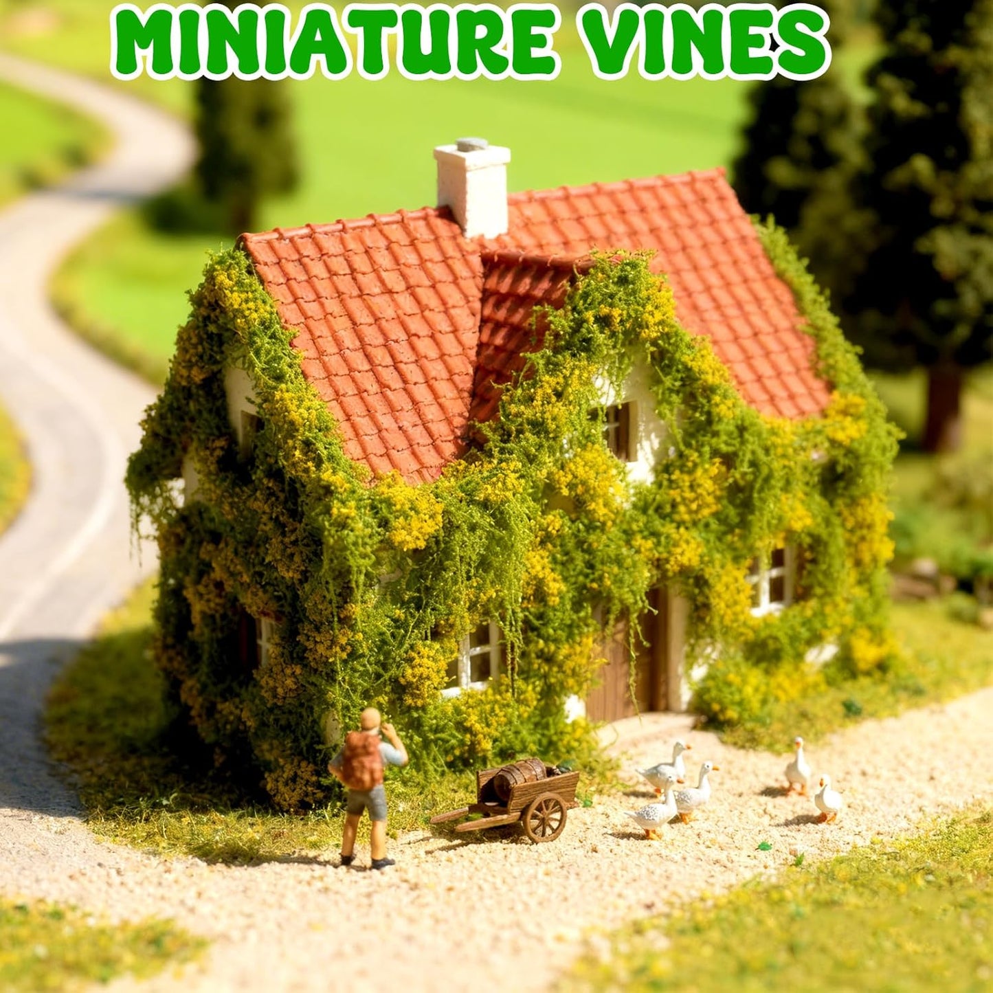 Realistic Miniature Vines Miniature Plants for Diorama | Miniatures for Crafts Fairy Garden Architecture Diorama Supplies Scenery Landscape(Bright Yellow)