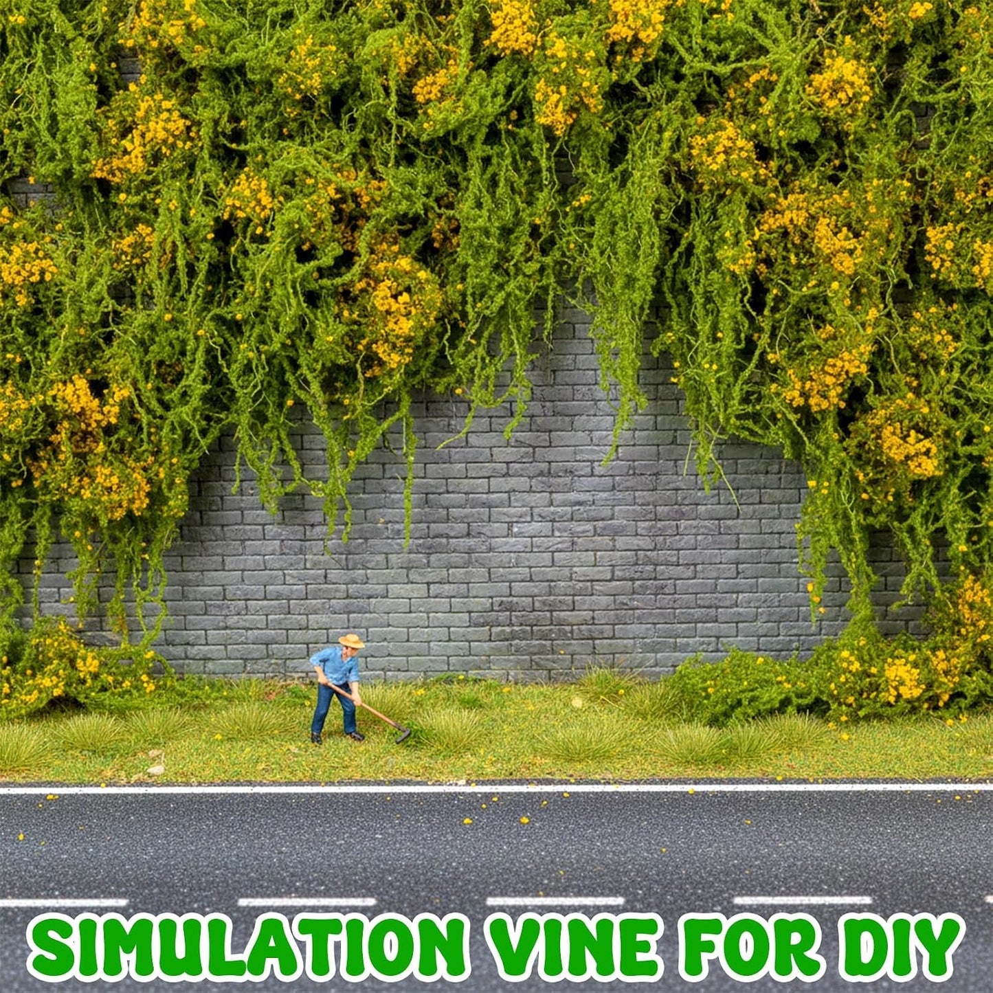 Realistic Miniature Vines Miniature Plants for Diorama | Miniatures for Crafts Fairy Garden Architecture Diorama Supplies Scenery Landscape(Bright Yellow)