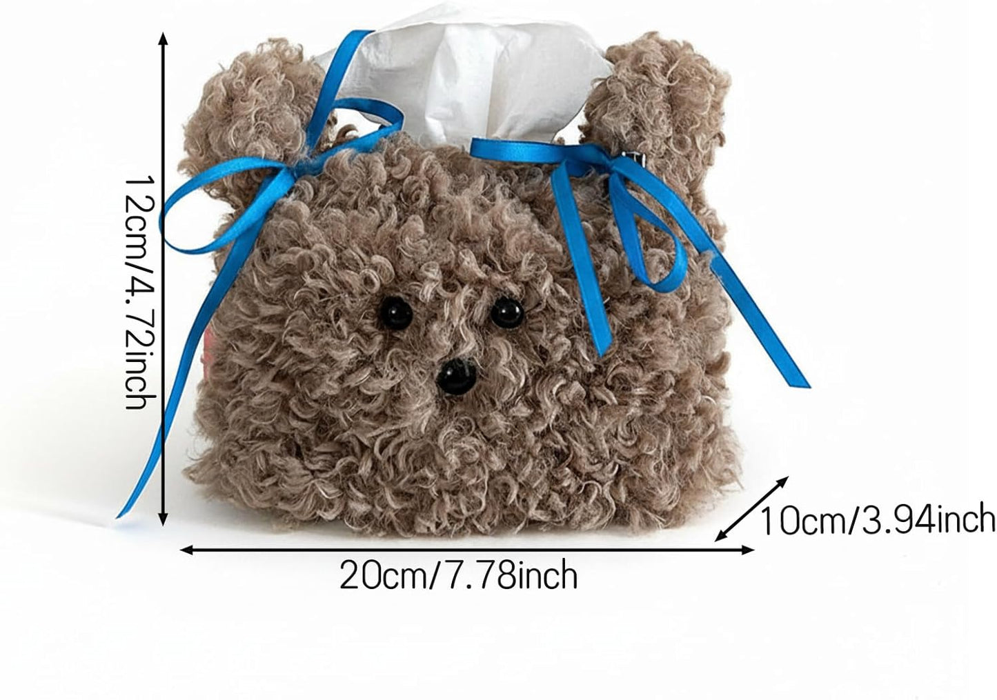 Plush Dog Tissue Box Cover - Cartoon Animal Paper Container for Home, Car, and Office Decor (Yellow)