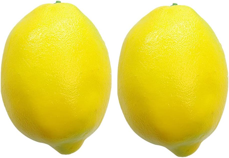 4 Pcs Artificial Yellow Lemons Lifelike Fake Fruit for Home Kitchen Party Decoration Photography Prop