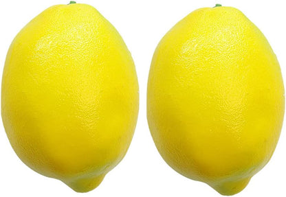 4 Pcs Artificial Yellow Lemons Lifelike Fake Fruit for Home Kitchen Party Decoration Photography Prop