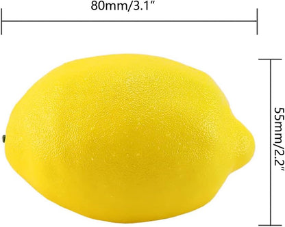 4 Pcs Artificial Yellow Lemons Lifelike Fake Fruit for Home Kitchen Party Decoration Photography Prop