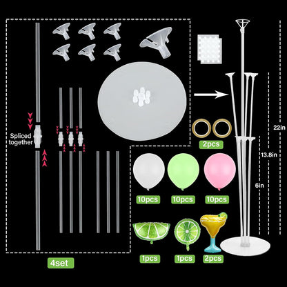 4 Sets Margarita and Lime Balloons Stand Kit with Green Lemon Party Foil Balloons Fruit Summer Lime Lemon Balloon Centerpiece for Tables for Margs and Matrimony Bachelorette Party Decoration