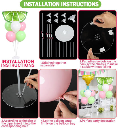 4 Sets Margarita and Lime Balloons Stand Kit with Green Lemon Party Foil Balloons Fruit Summer Lime Lemon Balloon Centerpiece for Tables for Margs and Matrimony Bachelorette Party Decoration
