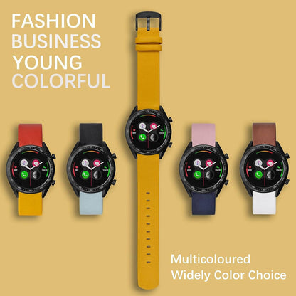 WOCCI 18mm Flexible Leather Watch Band for Smart Watch with Gold Buckle (Yellow)