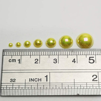 3000PCS 1 Box Yellow Round Flatback Imitation Half Pearls Bead Loose Beads Gem (Yellow Half Ball)