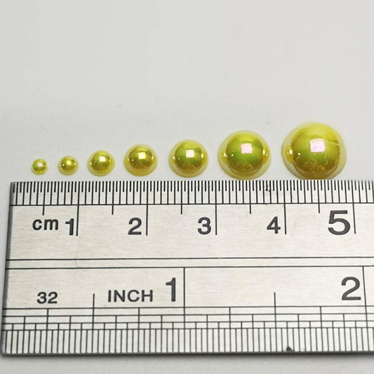 3000PCS 1 Box Yellow Round Flatback Imitation Half Pearls Bead Loose Beads Gem (Yellow Half Ball)