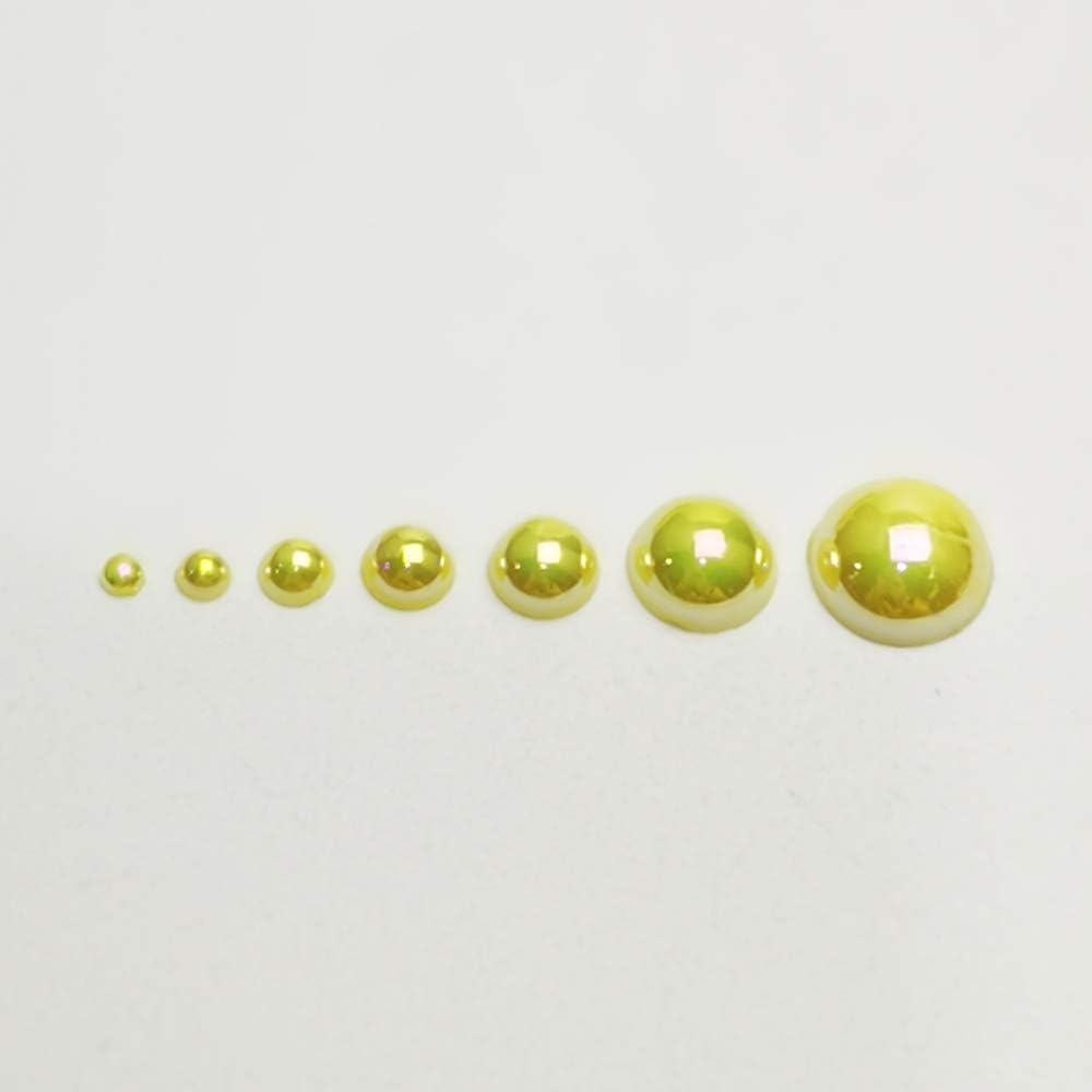 3000PCS 1 Box Yellow Round Flatback Imitation Half Pearls Bead Loose Beads Gem (Yellow Half Ball)