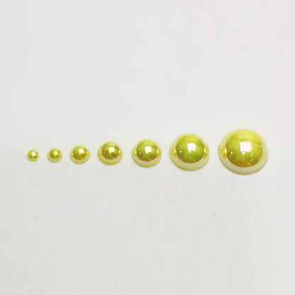 3000PCS 1 Box Yellow Round Flatback Imitation Half Pearls Bead Loose Beads Gem (Yellow Half Ball)