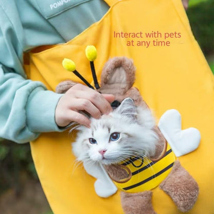 Pet Outing Single Shoulder Bag, Cartoon Canvas Bag, Small Dog, Cat Carrier Bag, Yellow, Suitable for Dogs Weighing 0-3kg and Cats Weighing 0-4kg