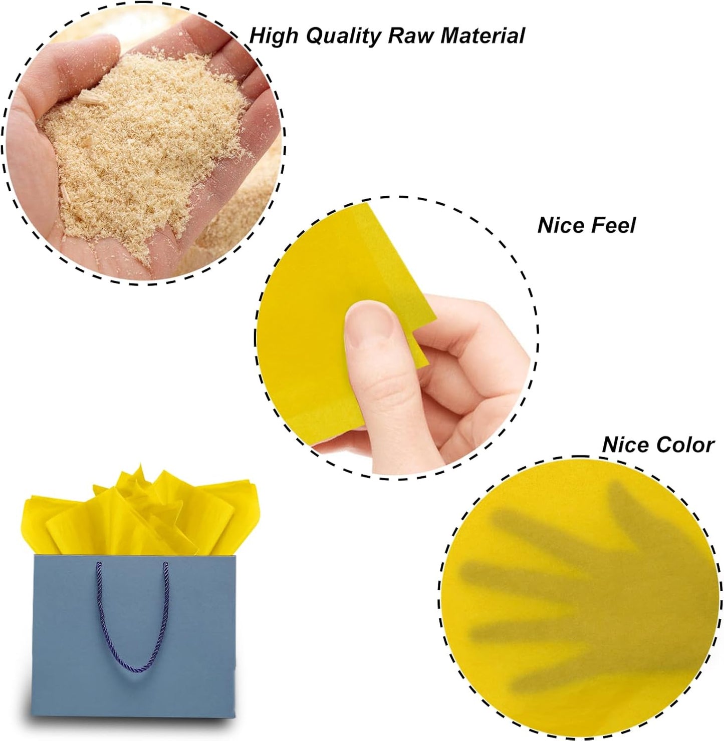 120 Sheets Yellow Tissue Paper 20x14 Inches Tissue Paper for Gift Bags Wrapping Paper for Birthday Weddings Holiday Crafts Festival Decoration