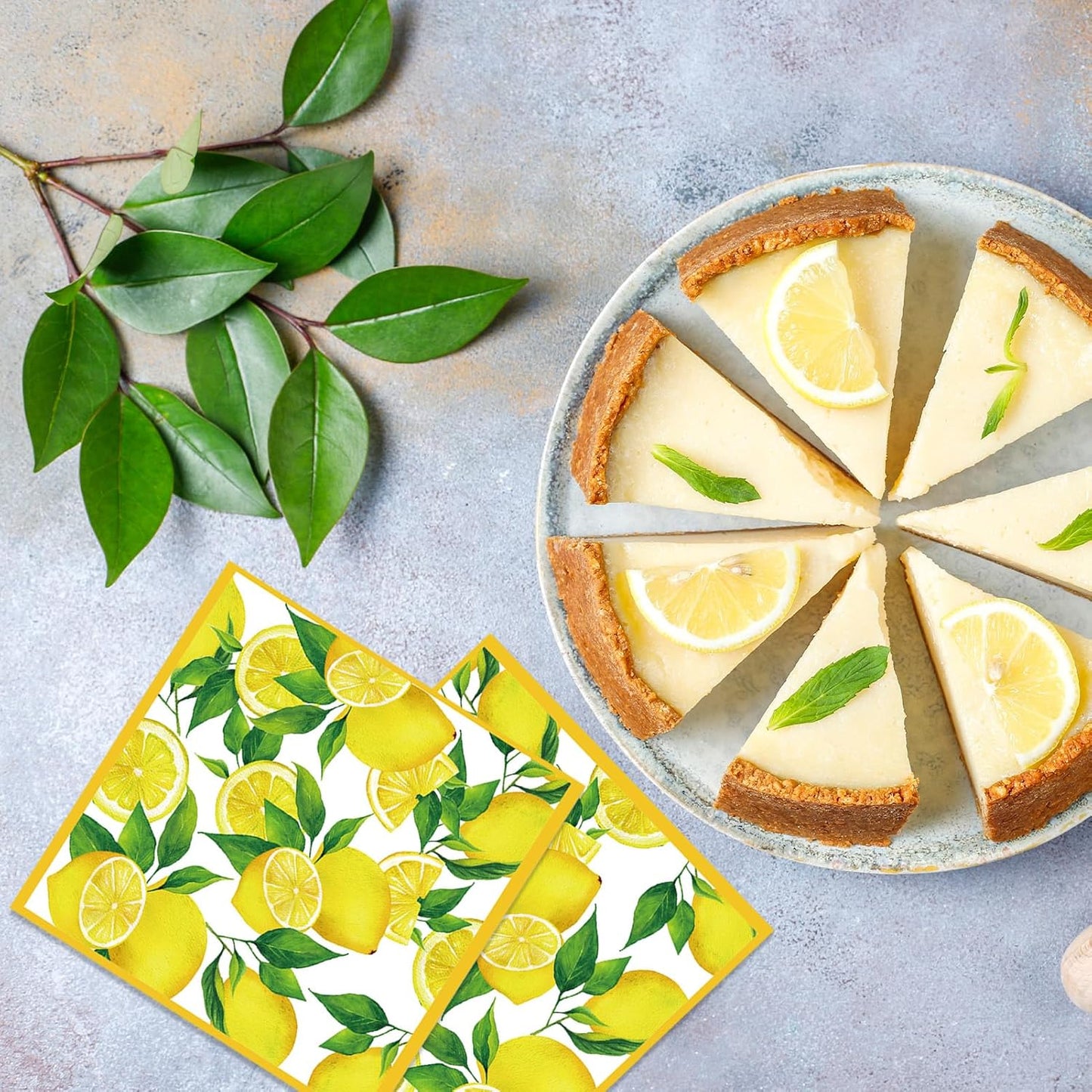 40pcs Lemon Paper Napkins, 2 Ply Yellow Citrus Fruit Theme Disposable Napkins Decorative for Kitchen Bathroom Lemon Decor Themed Party Supplies 6.5x6.5 Inch