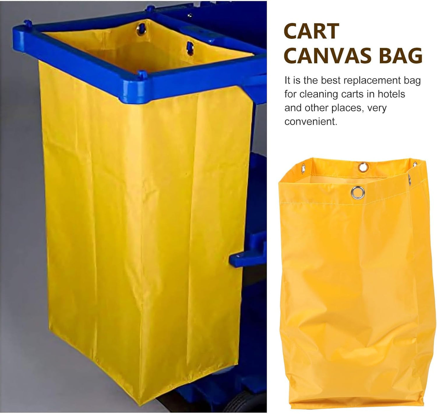 Janitorial Cart Replacement Bag Canvas Cleaning Trolley Pouch with 6 Metal Hanging Holes Yellow Multipurpose Housekeeping Cleaning Cart Replacement Bag
