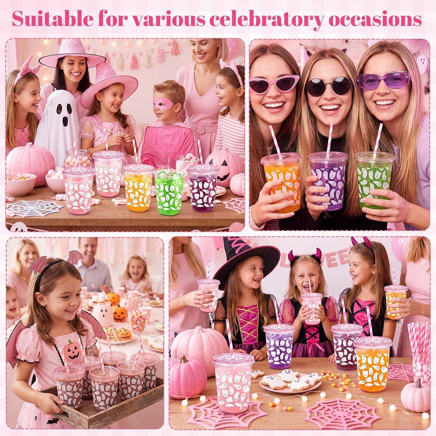 50 Sets Yellow Lemon Clear Plastic Cups with Lids & Straws 16 oz Party Tumblers for Iced Coffee, Smoothies, Juice & More Cute Disposable Pet Mugs for Birthdays & Gatherings