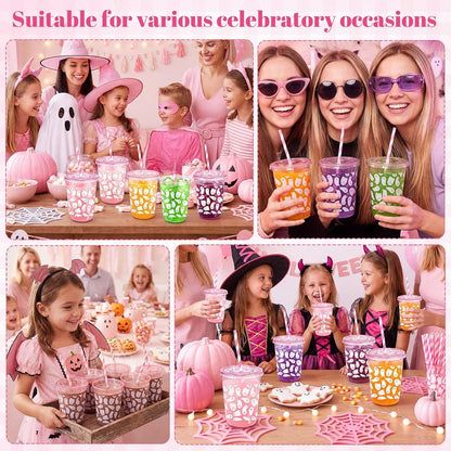 50 Sets Yellow Lemon Clear Plastic Cups with Lids & Straws 16 oz Party Tumblers for Iced Coffee, Smoothies, Juice & More Cute Disposable Pet Mugs for Birthdays & Gatherings