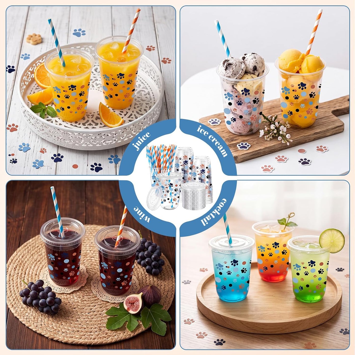 50 Sets Yellow Lemon Clear Plastic Cups with Lids & Straws 16 oz Party Tumblers for Iced Coffee, Smoothies, Juice & More Cute Disposable Pet Mugs for Birthdays & Gatherings