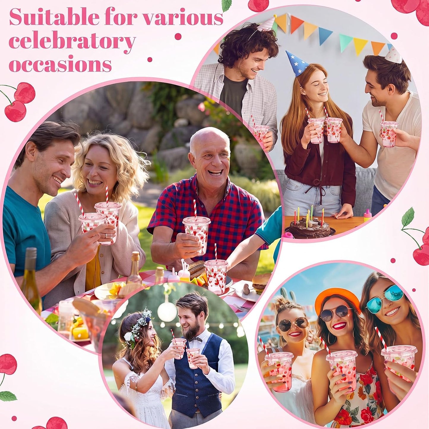 50 Sets Yellow Lemon Clear Plastic Cups with Lids & Straws 16 oz Party Tumblers for Iced Coffee, Smoothies, Juice & More Cute Disposable Pet Mugs for Birthdays & Gatherings