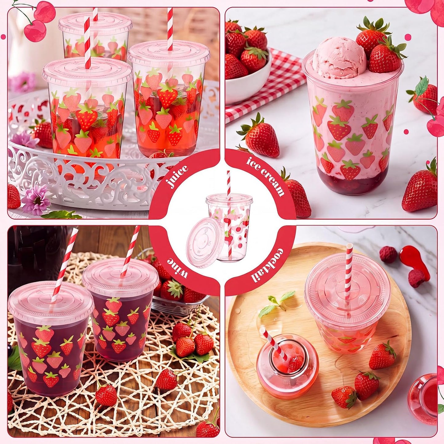 50 Sets Yellow Lemon Clear Plastic Cups with Lids & Straws 16 oz Party Tumblers for Iced Coffee, Smoothies, Juice & More Cute Disposable Pet Mugs for Birthdays & Gatherings