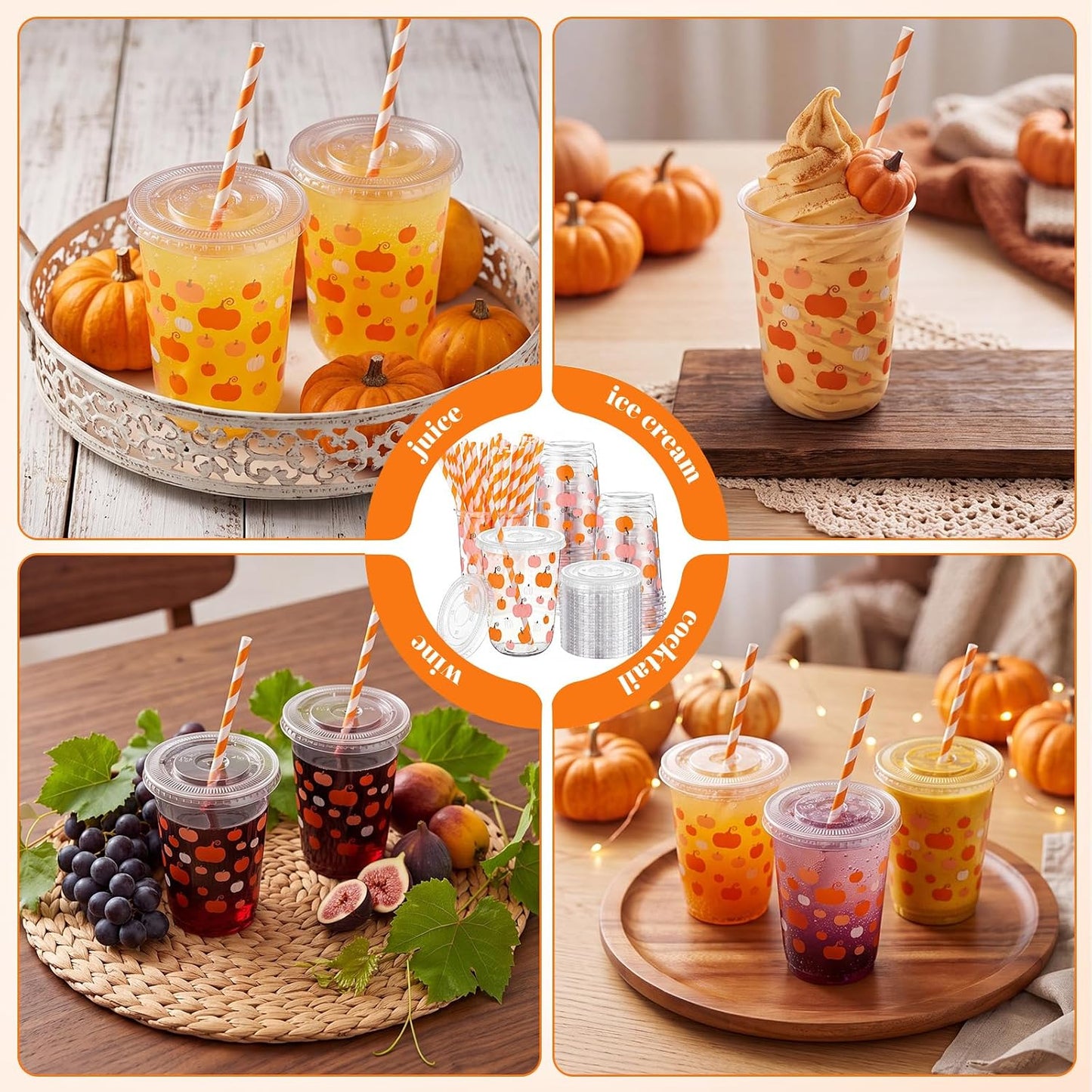 50 Sets Yellow Lemon Clear Plastic Cups with Lids & Straws 16 oz Party Tumblers for Iced Coffee, Smoothies, Juice & More Cute Disposable Pet Mugs for Birthdays & Gatherings