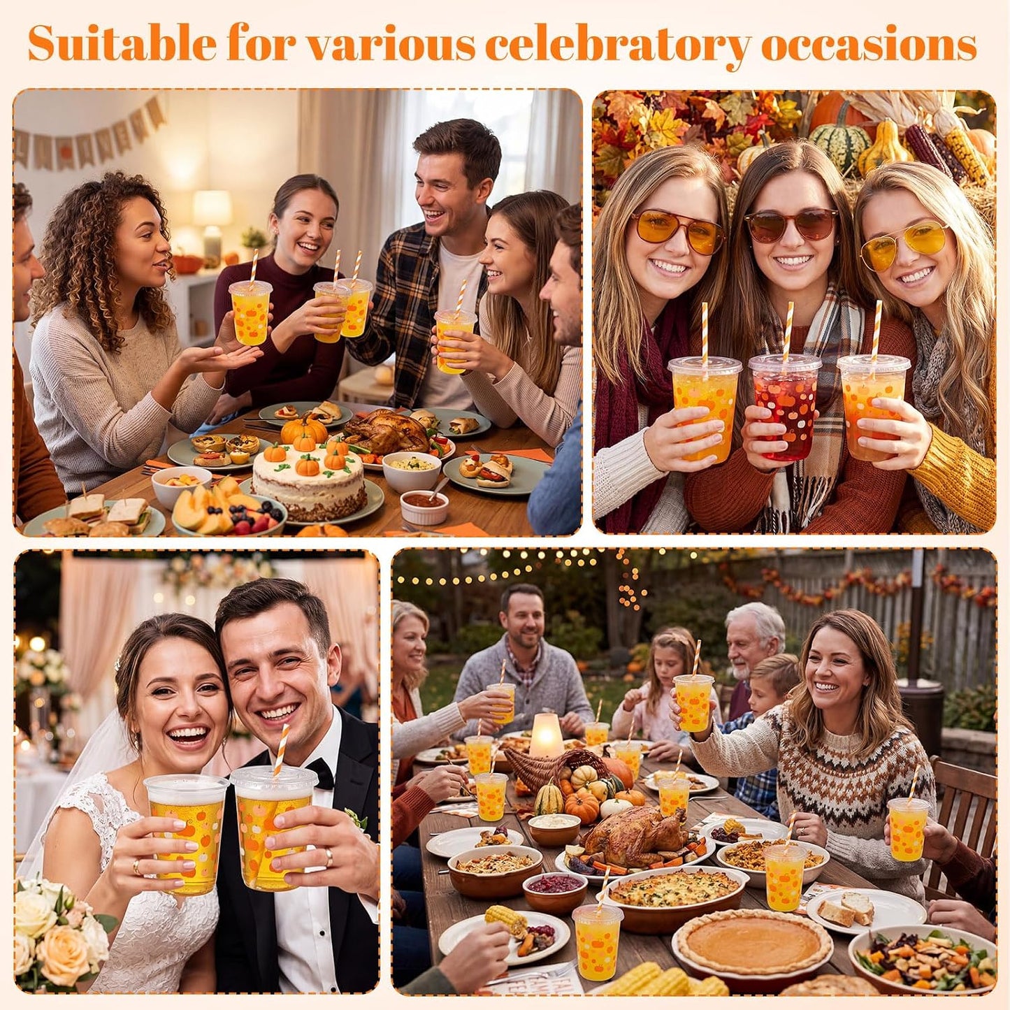 50 Sets Yellow Lemon Clear Plastic Cups with Lids & Straws 16 oz Party Tumblers for Iced Coffee, Smoothies, Juice & More Cute Disposable Pet Mugs for Birthdays & Gatherings