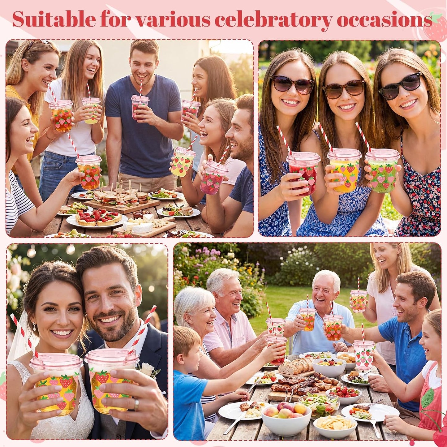50 Sets Yellow Lemon Clear Plastic Cups with Lids & Straws 16 oz Party Tumblers for Iced Coffee, Smoothies, Juice & More Cute Disposable Pet Mugs for Birthdays & Gatherings