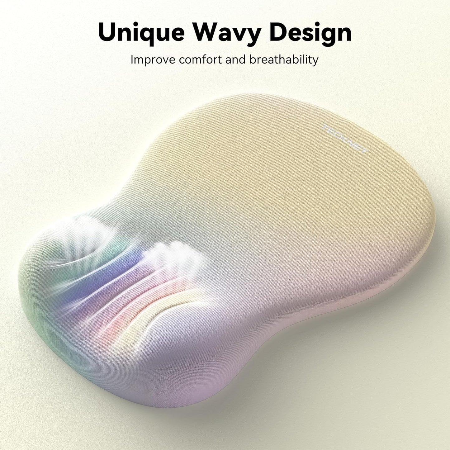 Ergonomic Mouse Pad with Wrist Rest, Memory Foam Mousepad with Wrist Support, Smooth Surface, Middle Concave & Non-Slip Base for Laptop/PC, Pain Relief for Home Office Gaming, Yellow