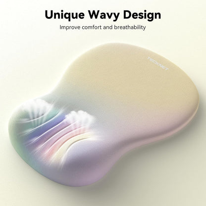 Ergonomic Mouse Pad with Wrist Rest, Memory Foam Mousepad with Wrist Support, Smooth Surface, Middle Concave & Non-Slip Base for Laptop/PC, Pain Relief for Home Office Gaming, Yellow