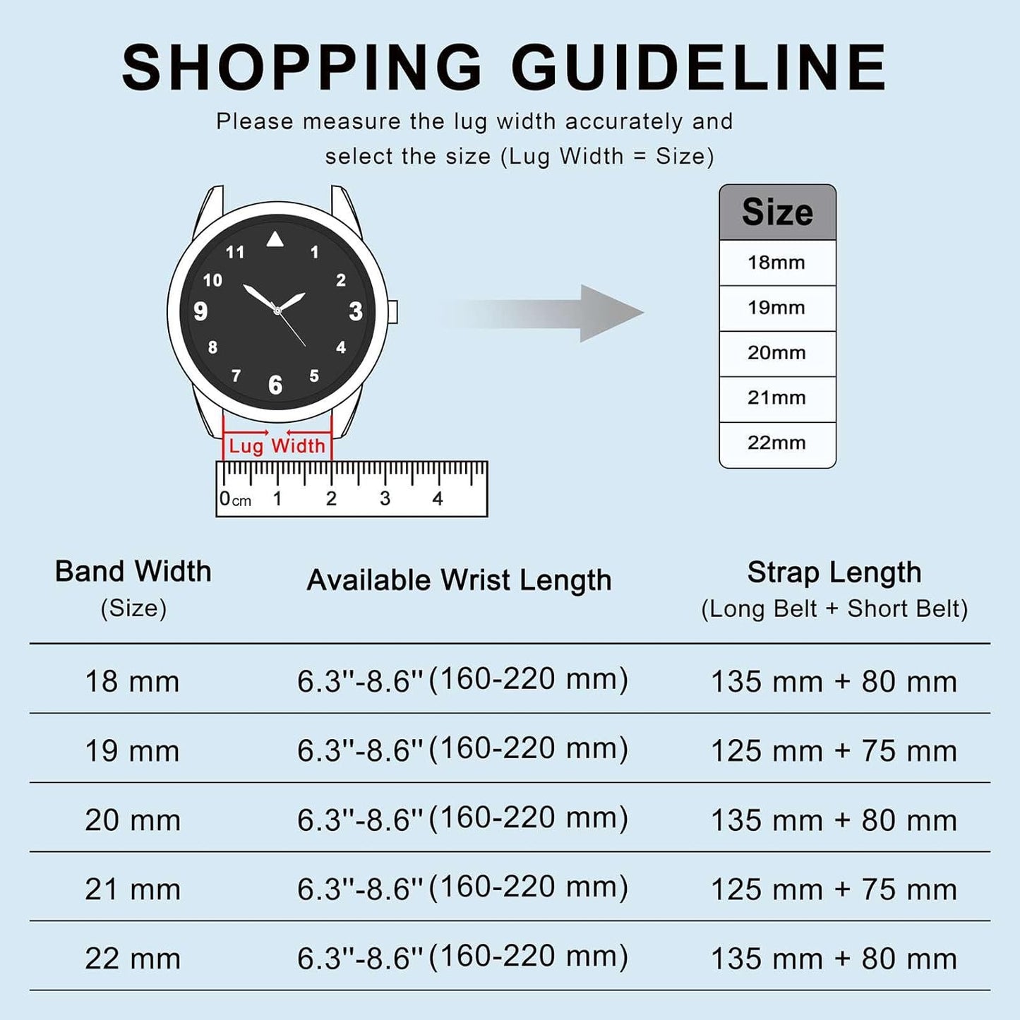 ANBEER Silicone Watch Band 18mm 20mm 22mm 19mm 21mm, Quick Release Rubber Replacement Strap for Men Women - Extra Long
