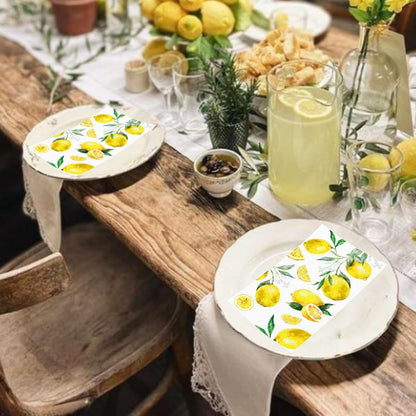 20 Pcs Lemon Napkins, Yellow Citrus Fruit Guest Napkins, Disposable Lemon Paper Hand Towels for Bathroom Spring Summer Wedding Birthday Party Decorations Bridal Baby Shower Party Supplies