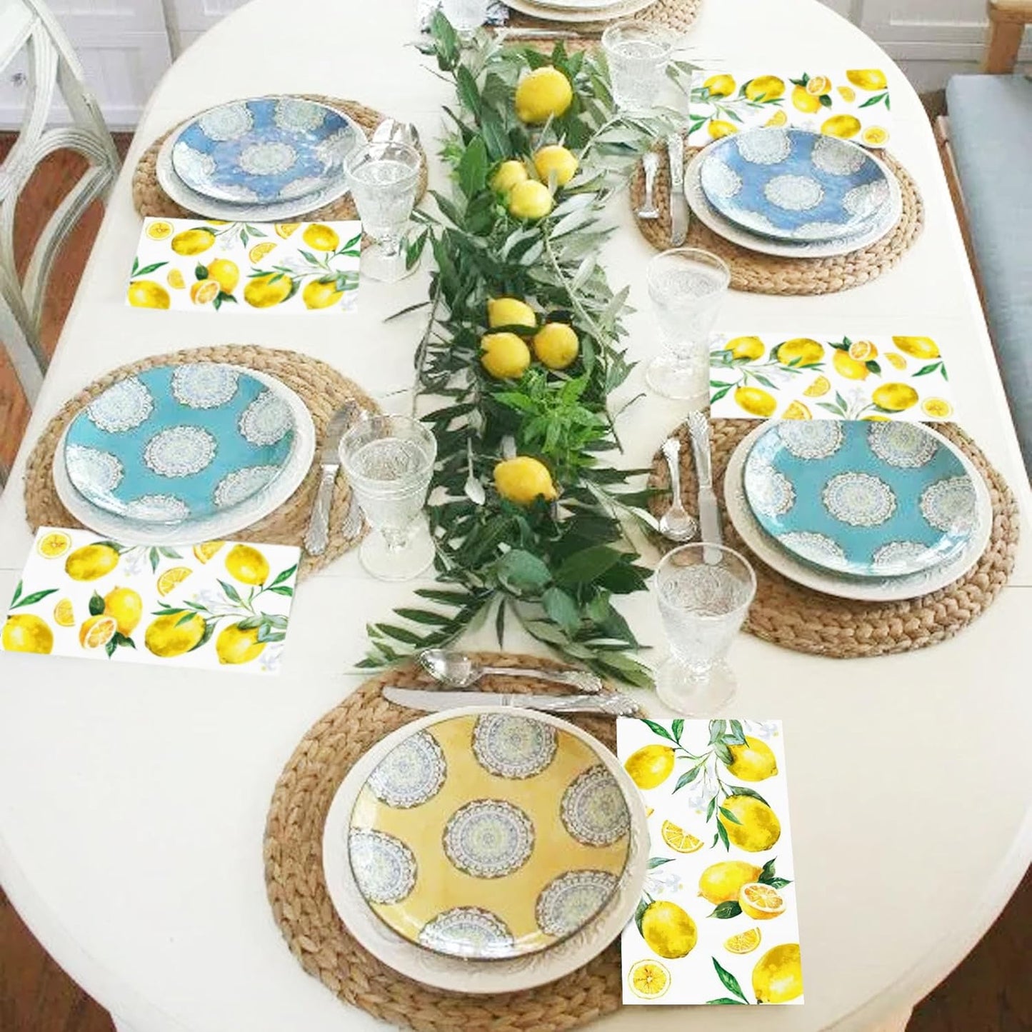 20 Pcs Lemon Napkins, Yellow Citrus Fruit Guest Napkins, Disposable Lemon Paper Hand Towels for Bathroom Spring Summer Wedding Birthday Party Decorations Bridal Baby Shower Party Supplies