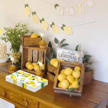 20 Pcs Lemon Napkins, Yellow Citrus Fruit Guest Napkins, Disposable Lemon Paper Hand Towels for Bathroom Spring Summer Wedding Birthday Party Decorations Bridal Baby Shower Party Supplies
