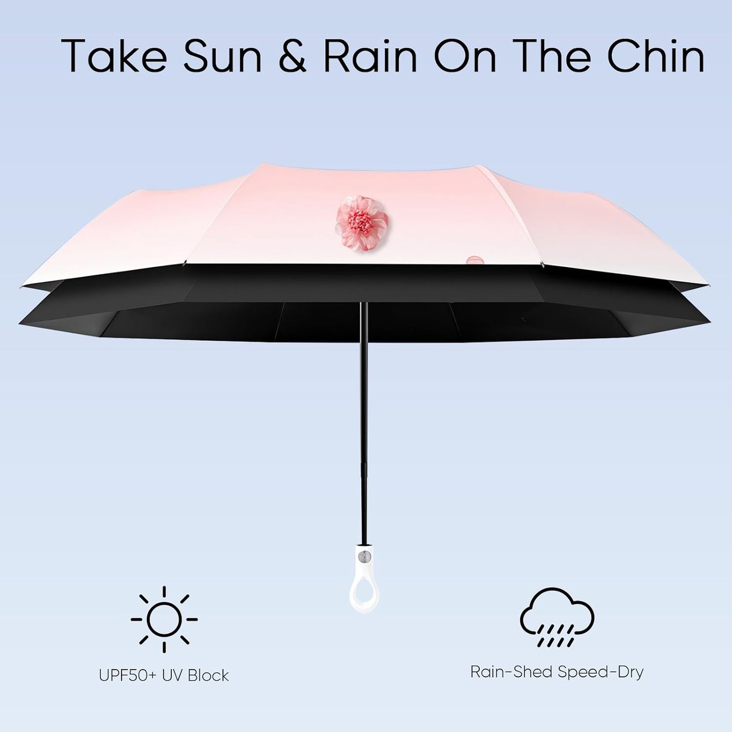Compact Travel Umbrella - Mini Umbrella for Purse, Small Lightweight & Tiny Design Perfect for Parasol Outdoor Sun & Rain Umbrellas (E-Green)