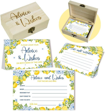 50PCS Lemon Advice & Wishes Cards for Mr and Mrs, Bridal Shower Games