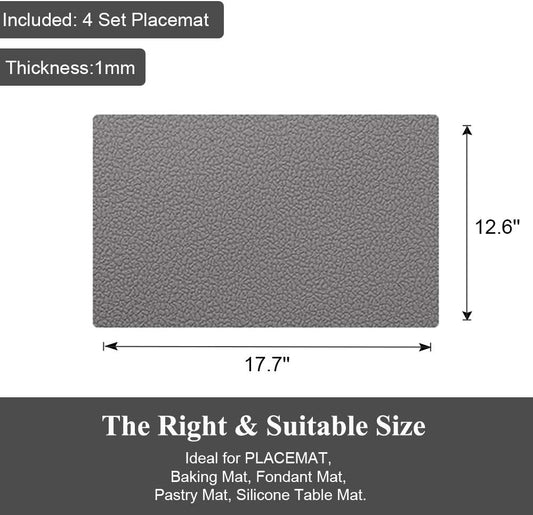Silicone Placemats [17.7''x12.6''] Heat-Resistant Thicken Non-Slip Tablemats Non-Skid Table Mats Set of 4 (Yellow)